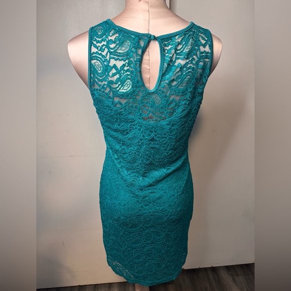 Suzy Shier Turquoise Lace Dress - Picture 4 of 5